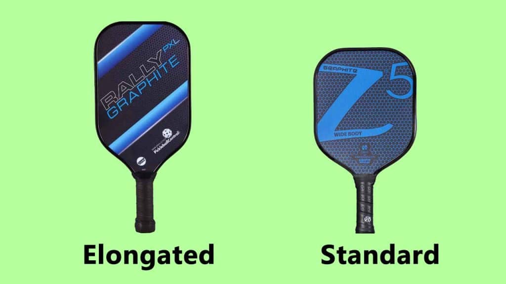 how an elongated and standard pickleball paddles looks like
